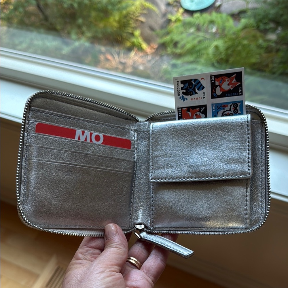 Madewell Silver Zip-Around Wallet